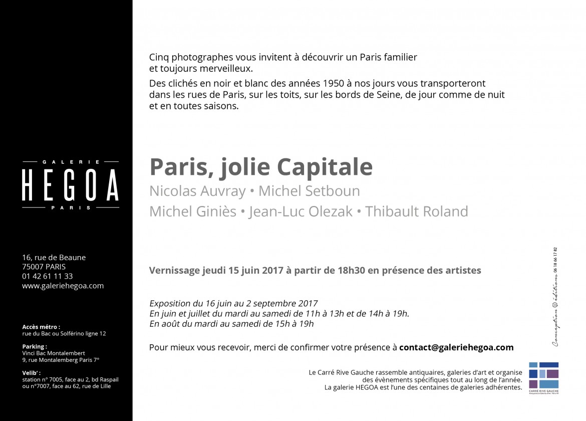 June 16th - September 2nd, 2017 - Galerie HEGOA, 16 rue de Beaune Paris 7